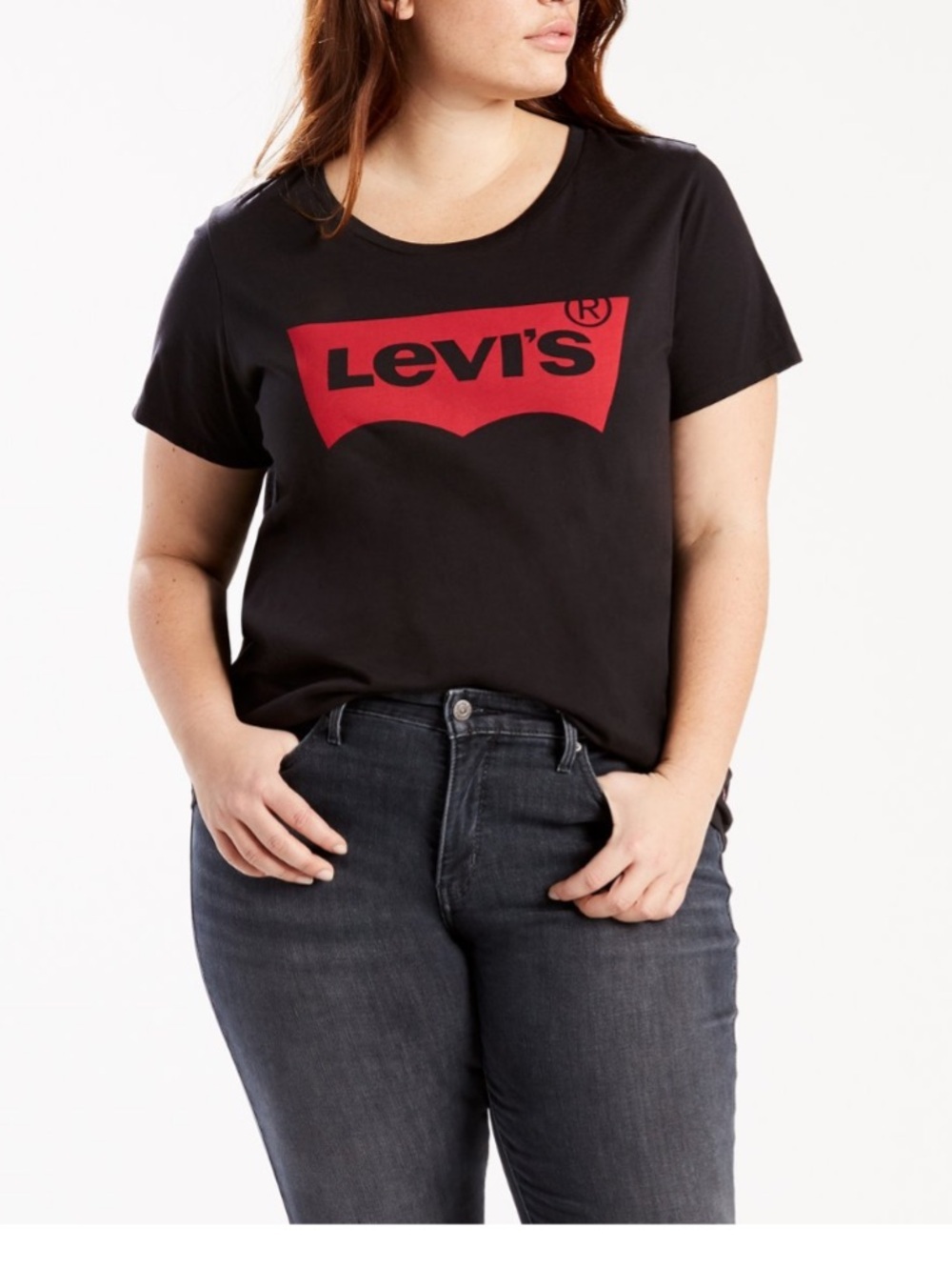 Levi's women's crew neck classic logo graphic t-shirt short sleeve black size 1X